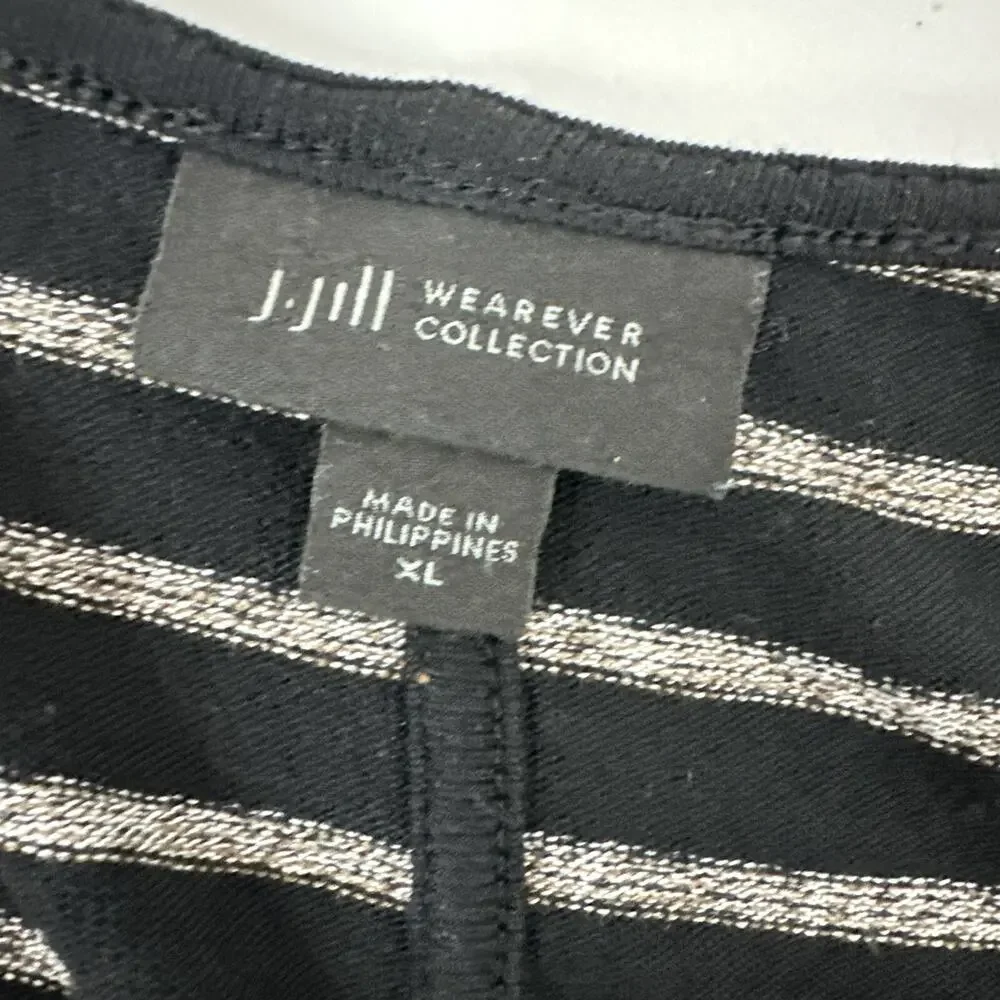 J Jill Shirt Womens XL Black Gray Wearever Stretch Slinky Tunic Casual‎